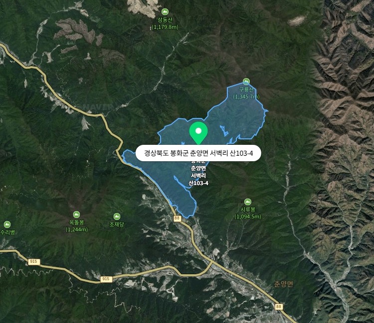 봉화군 춘양면 서벽리 일원 위성지도